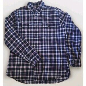 JACHS Men's XLT Flannel Shirt Plaid Navy Blue White Red Tall Size Lumberjack